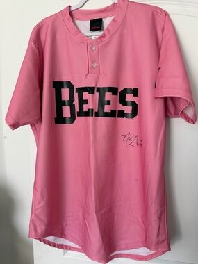 Salt Lake Bees Pink Jersey #22 Gorneault Signed Baseball MiLB Adult XL Rare